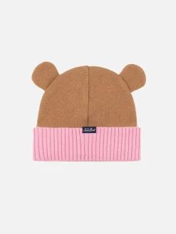 Cappello rosa e marrone Zaya da bambina a forma di orso