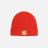 Cappello rosso in misto cashmere con patch check