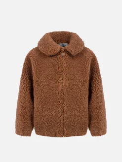 Cappotto bomber in sherpa beige da bambina Abel