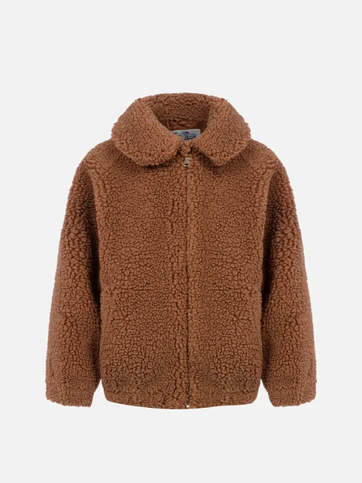 Cappotto bomber in sherpa beige da bambina Abel