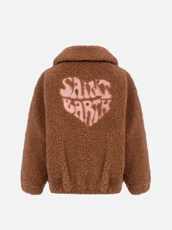 Cappotto bomber in sherpa beige da bambina Abel