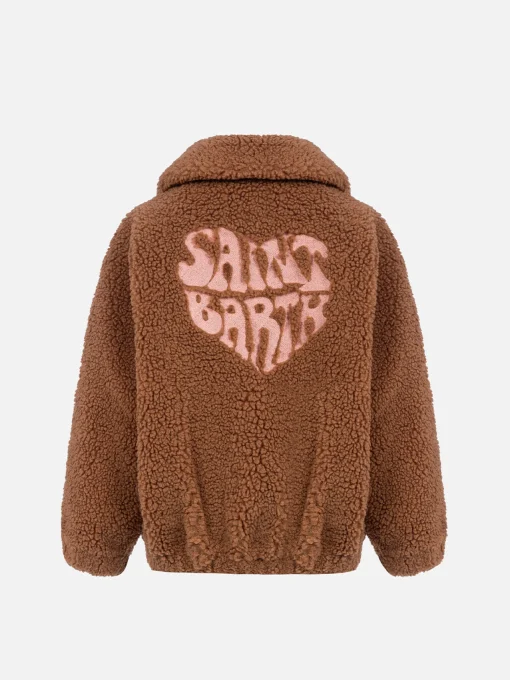 Cappotto bomber in sherpa beige da bambina Abel