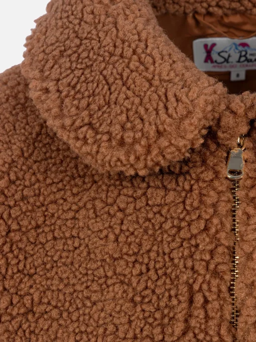 Cappotto bomber in sherpa beige da bambina Abel