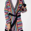 Cappotto crochet multicolore con cintura