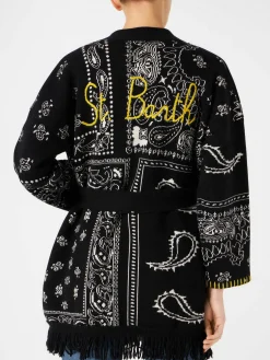 Cappotto da donna bandana con cintura e ricamo St. Barth