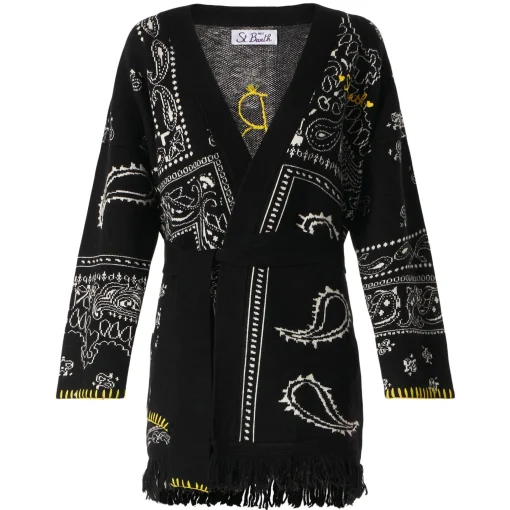 Cappotto da donna bandana con cintura e ricamo St. Barth