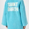 Cappotto da donna tessuto teddy turchese