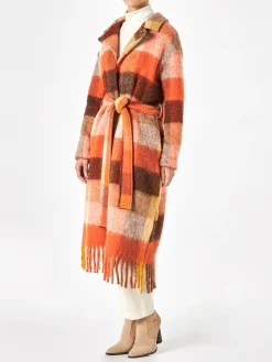 Cappotto lungo da donna con frange