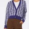 Cardigan crop da donna con bottoni gioiello