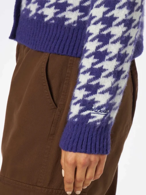 Cardigan crop da donna con bottoni gioiello