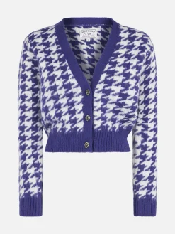 Cardigan crop da donna con bottoni gioiello