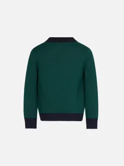 Cardigan in maglia con patch e ricamo St. Barth College