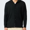 Cardigan nero da uomo Savile in lana merino