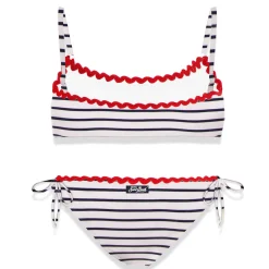 Costume bikini da bambina con ricamo Miami