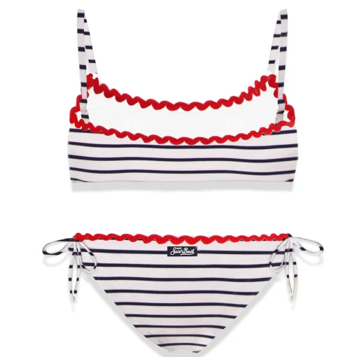 Costume bikini da bambina con ricamo Miami