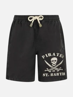 Costume da bagno classico nero da bambino Tender con ricamo pirata