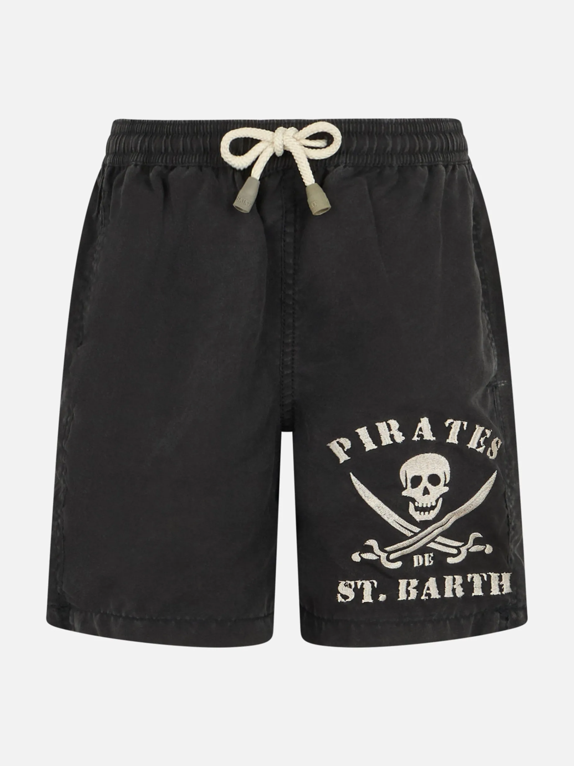 Costume da bagno classico nero da bambino Tender con ricamo pirata