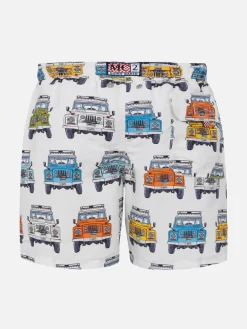 Costume da bagno classico da bambino con stampa auto safari