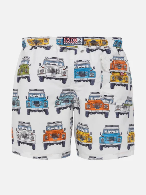 Costume da bagno classico da bambino con stampa auto safari