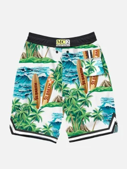 Costume da bagno con stampa hawaiana stile surf
