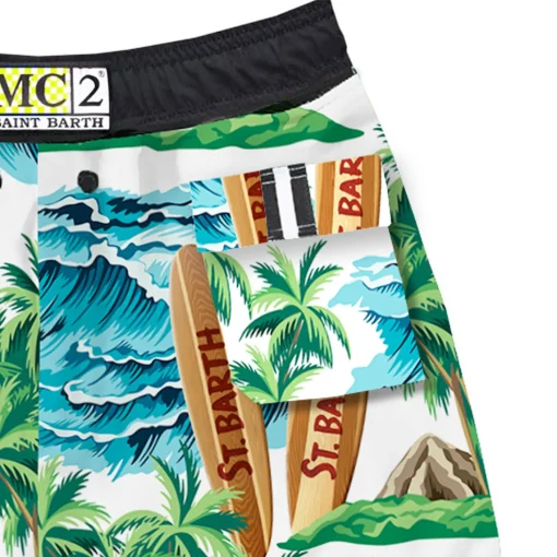 Costume da bagno con stampa hawaiana stile surf