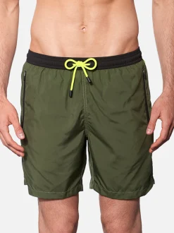 Costume da bagno con zip in tessuto leggero verde scuro