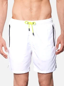 Costume da bagno con zip in tessuto leggero bianco