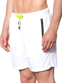 Costume da bagno con zip in tessuto leggero bianco