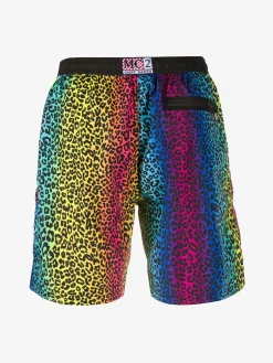 Costume da bagno con zip in tessuto leggero stampa animalier arcobaleno