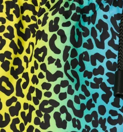 Costume da bagno con zip in tessuto leggero stampa animalier arcobaleno