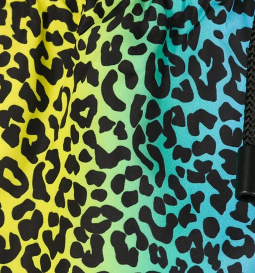 Costume da bagno con zip in tessuto leggero stampa animalier arcobaleno