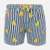 Costume da bagno da bambino a righe con papere ricamate