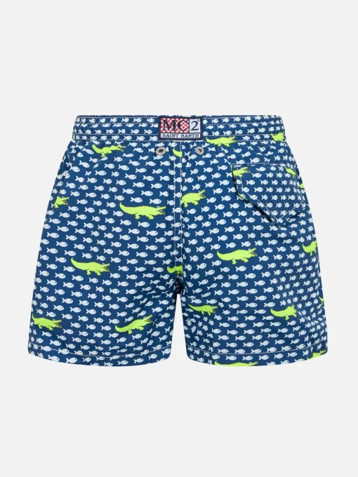 Costume da bagno da bambino in tessuto leggero Jean Lighting con stampa coccodrillo