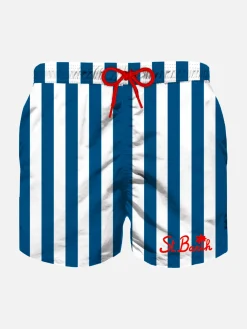 Costume da bagno da bambino a righe blu navy