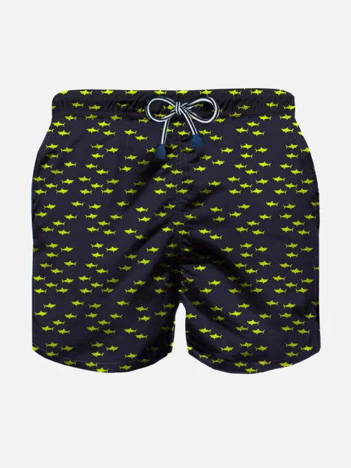Costume da bagno da bambino in tessuto leggero con stampa squali
