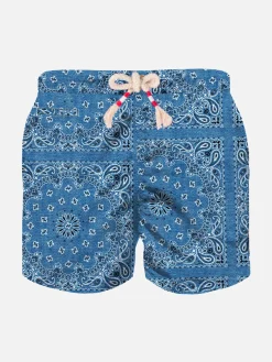 Costume da bagno da bambino con stampa bandana in denim