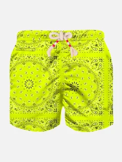 Costume da bagno da bambino con stampa bandana giallo fluo