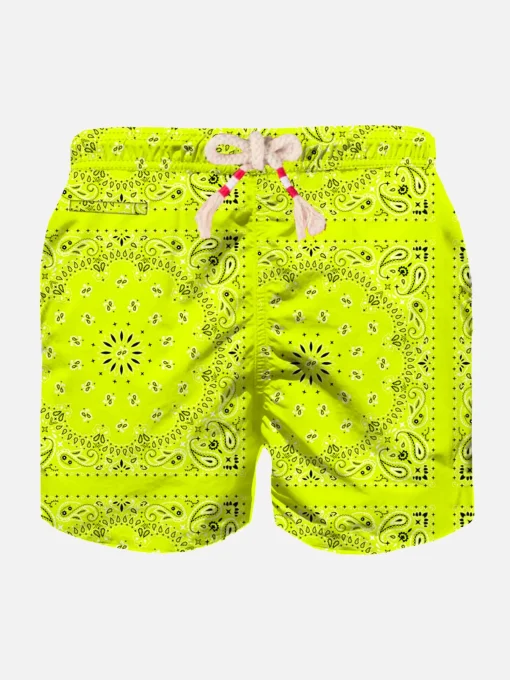 Costume da bagno da bambino con stampa bandana giallo fluo