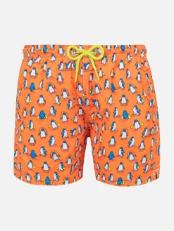 Costume da bagno da bambino in tessuto leggero con stampa pinguini
