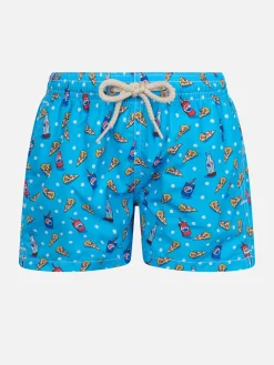 Costume da bagno da bambino in tessuto leggero Jean Lighting con stampa pizza