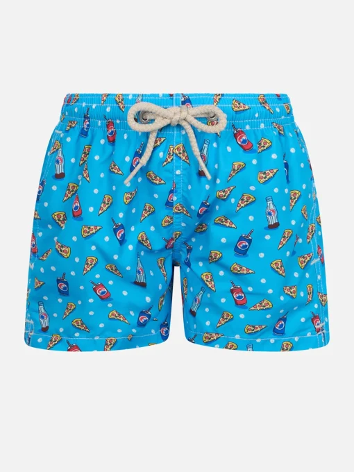 Costume da bagno da bambino in tessuto leggero Jean Lighting con stampa pizza