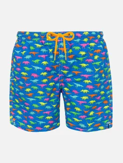 Costume da bagno da bambino con stampa dinosauri multicolore