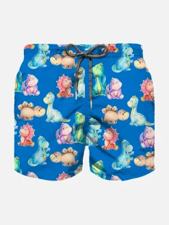 Costume da bagno da bambino in cotone con stampa dinosauri
