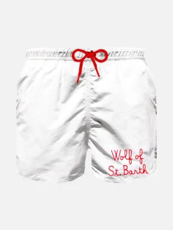 Costume da bagno da bambino con ricamo Wolf of St. Barth