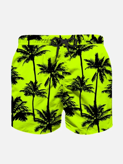 Costume da bagno da bambino in tessuto leggero con stampa palme