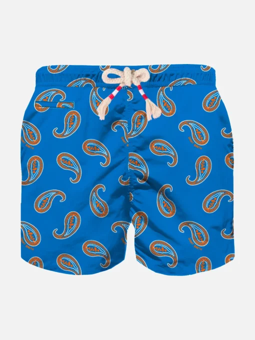 Costume da bagno da bambino stampa paisley bluette