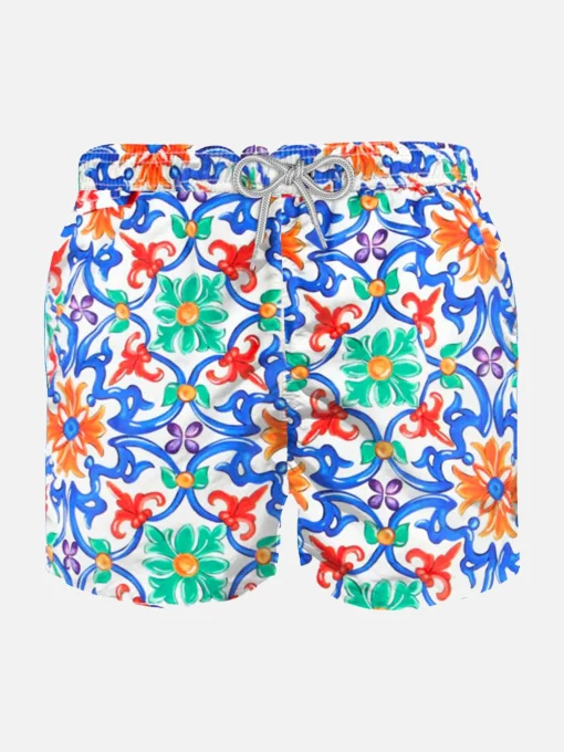 Costume da bagno da bambino in tessuto leggero stampa maiolica