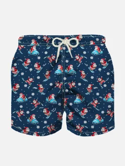 Costume da bagno da bambino in tessuto leggero con stampa Babbo Natale