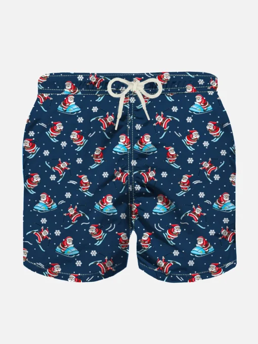 Costume da bagno da bambino in tessuto leggero con stampa Babbo Natale