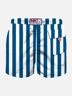 Costume da bagno da bambino a righe blu navy